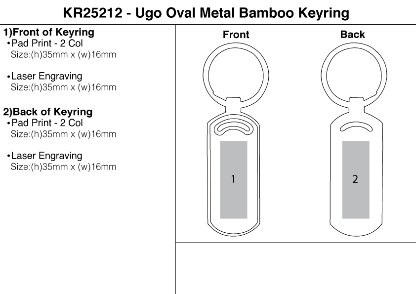 Ugo Oval Metal Bamboo Keyring view