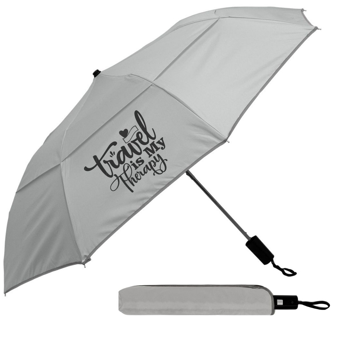 Reflective Piping Windproof Umbrella - 11