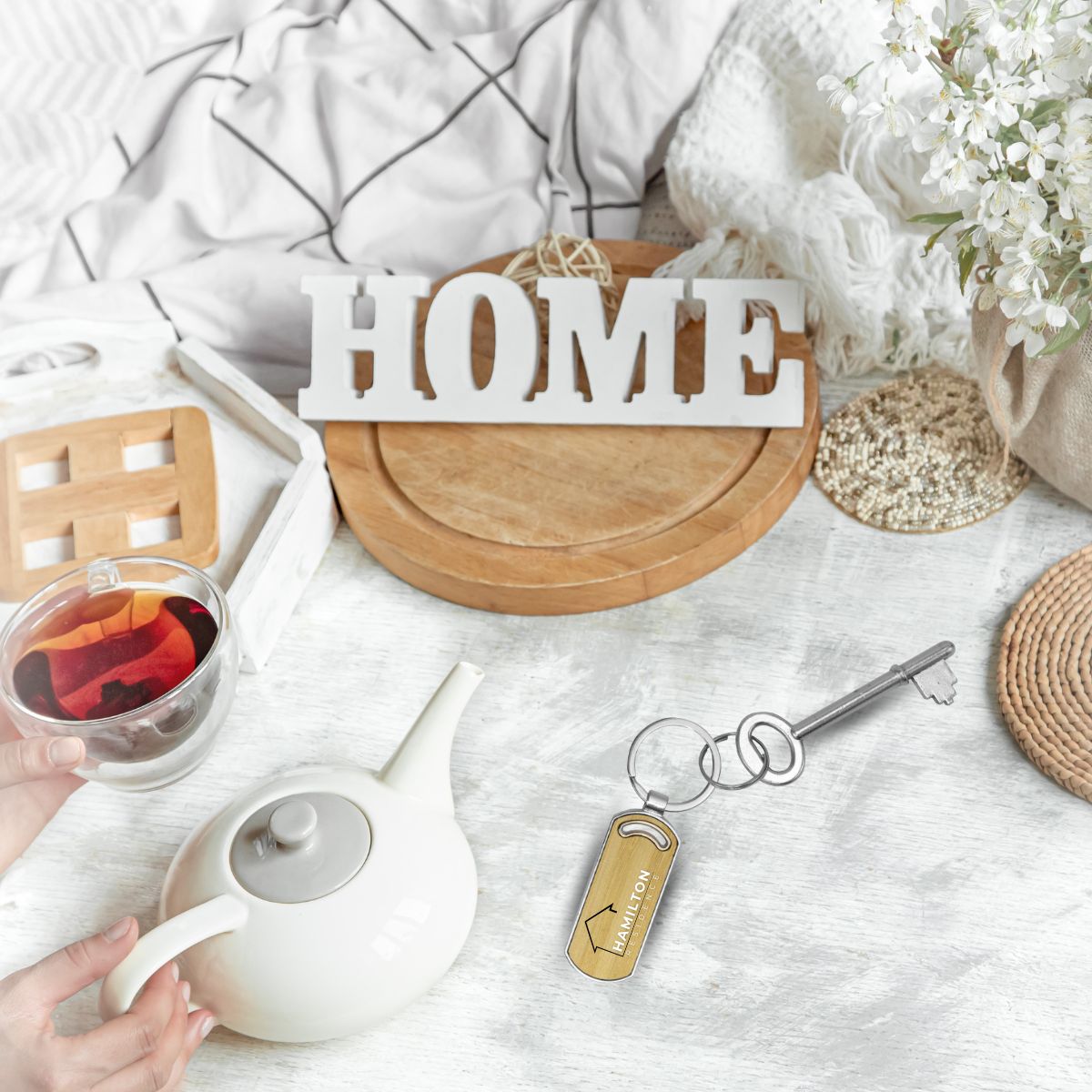 Ugo Oval Metal Bamboo Keyring - 2