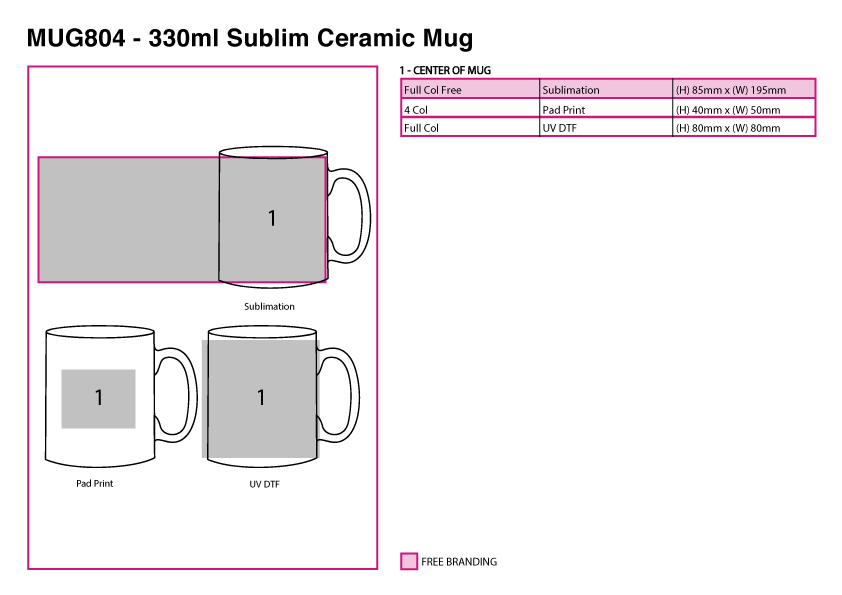 330ml Sublim Ceramic Mug view