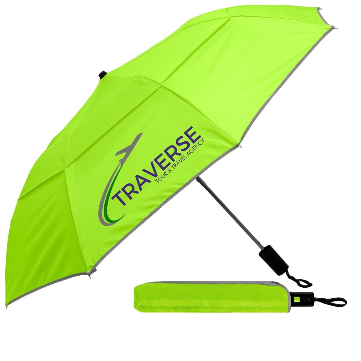 Reflective Piping Windproof Umbrella - 14