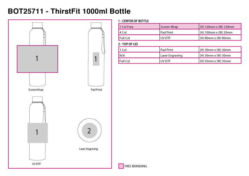 ThirstFit 1000ml Bottle view