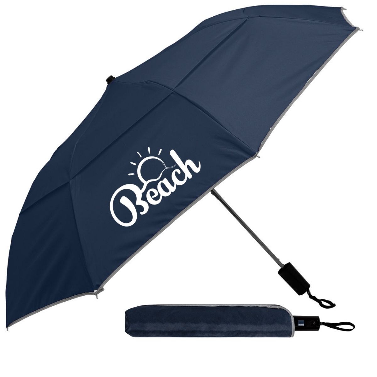 Reflective Piping Windproof Umbrella - 17