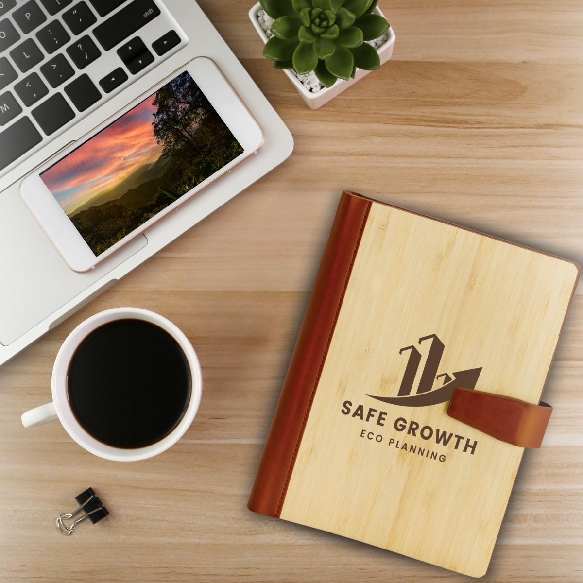 Bamboo & PU Personalized Planner - 3