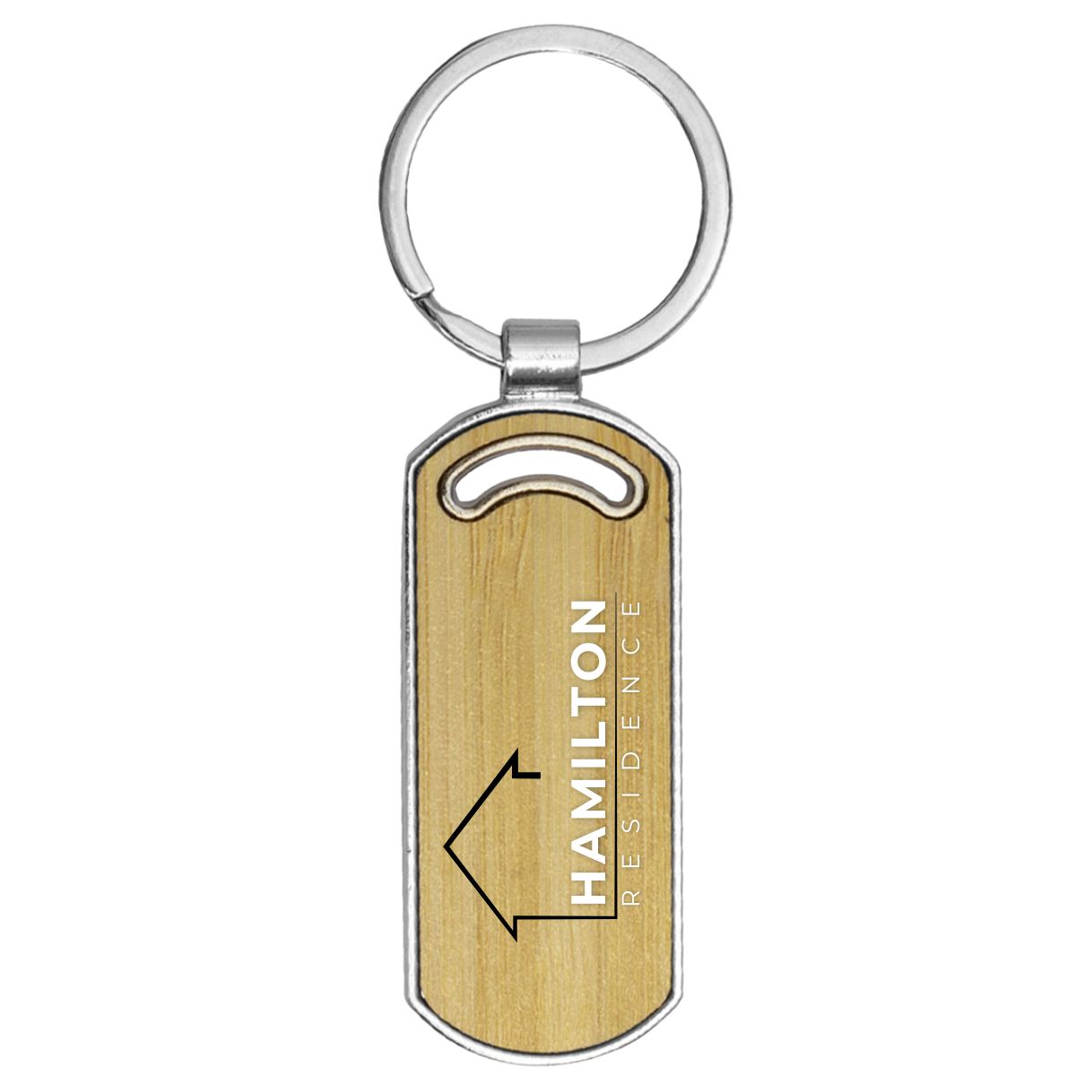 Ugo Oval Metal Bamboo Keyring image