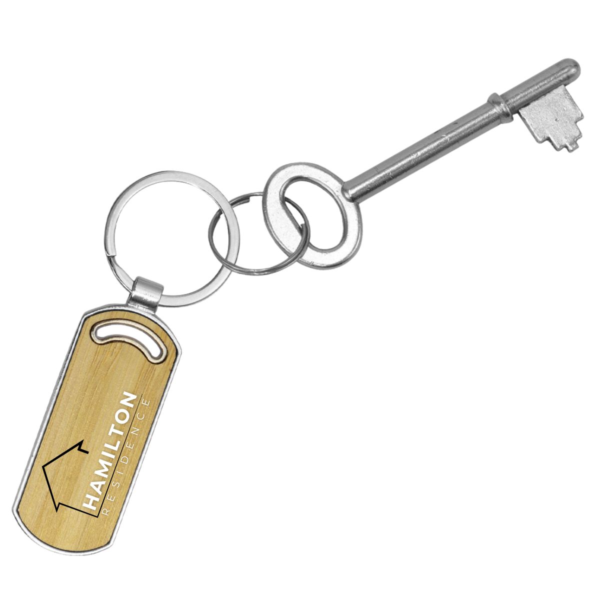 Ugo Oval Metal Bamboo Keyring - 5