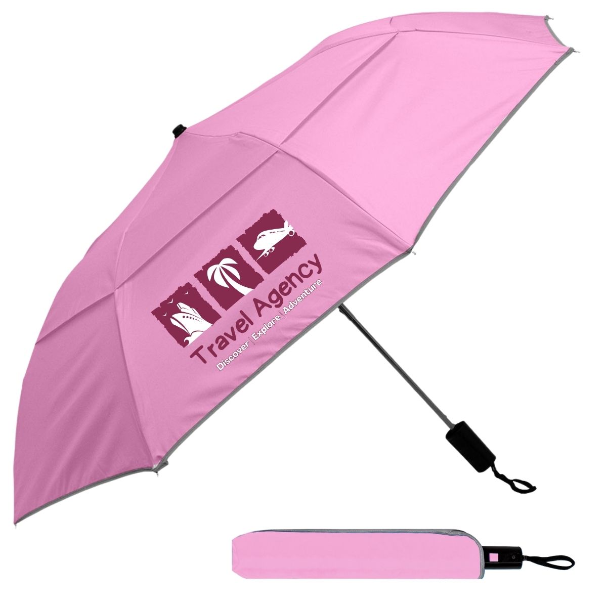 Reflective Piping Windproof Umbrella - 23