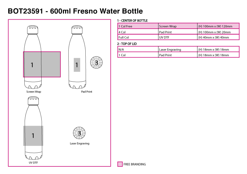 600ml Fresno Water Bottle view